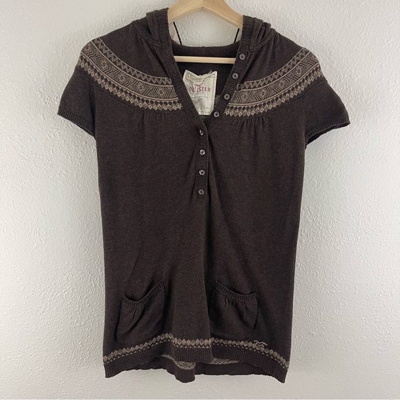 Hollister Sweaters - HOLLISTER Y2K 2000’s Bella Swan Fair Isle Twilightcore Brown Short Sleeve Top